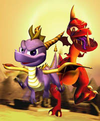 Spyro and a Skelos Badlands dinosaur